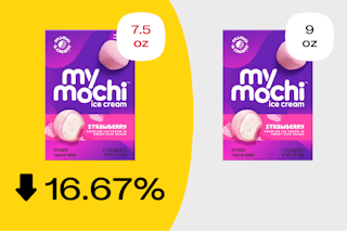 Graphic showing how My Mochi is now 16.67% smaller thanks to shrinkflation