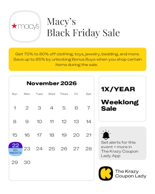 Macy's Black Friday sale date 2026