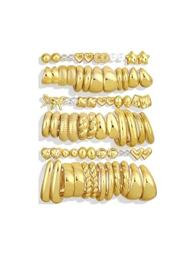 Chunky Gold Hoop Earrings Set