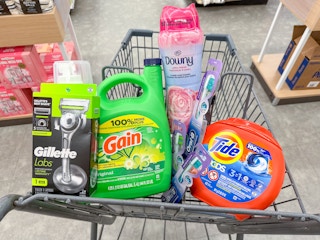 gain gillette downy tide oral-b items in walgreens cart