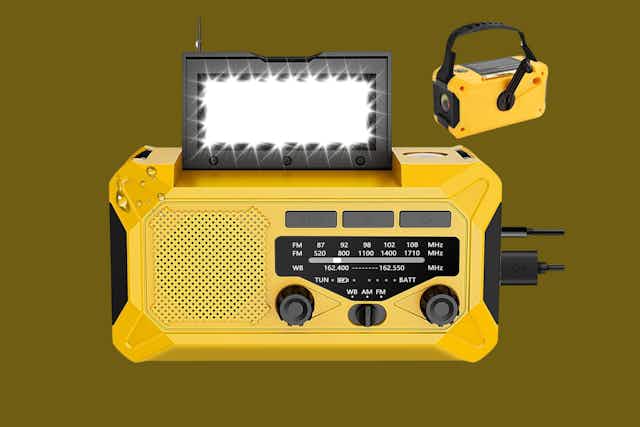 Emergency Hand Crank Radio and Flashlight, $27.39 on Amazon (Reg. $60) card image
