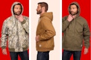 3 different colors of the Bass Creek Outfitters Men's Duck Canvas Sherpa Lined Jackets