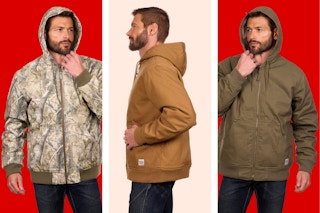 3 different colors of the Bass Creek Outfitters Men's Duck Canvas Sherpa Lined Jackets