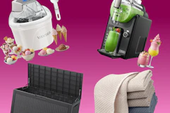 ice cream maker, Slushie maker, deck box, towels