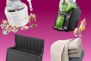 ice cream maker, Slushie maker, deck box, towels