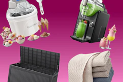 ice cream maker, Slushie maker, deck box, towels
