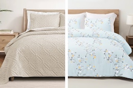 2 lifestyle images of bedding sets (Walmart Flash Deals)