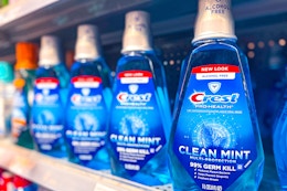 crest mouthwash on a shelf