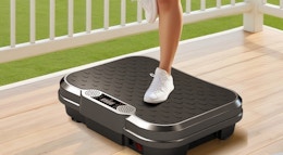 a person standing on a vibration plate