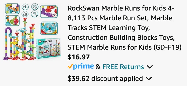 RockSwan Marble Runs for Kids 4-8,113 Pcs Marble Run Set