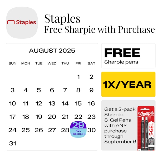 Staples Sharpie Pens freebie 2025