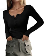 PRETTYGARDEN Women's Henley Tee