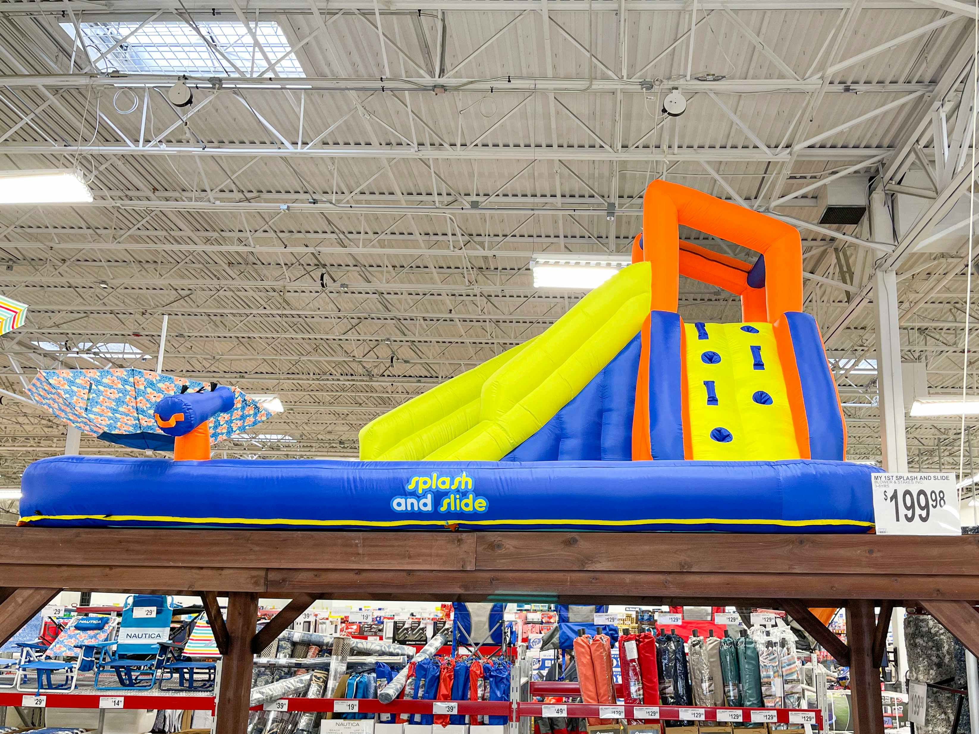 Sam's Club plash and slide blow up water slide in store