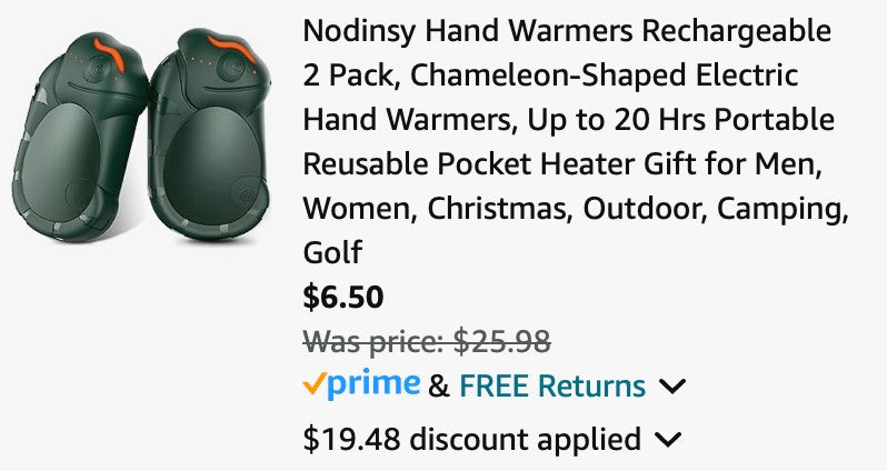 nodinsy Hand Warmers Rechargeable 2 Pack