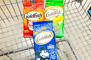 pepperidge farm goldfish crackers in shopping cart