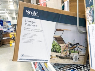 style selections zero gravity chair in boxes on lowe's shelf