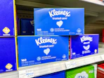 kleenex tissues on a shelf