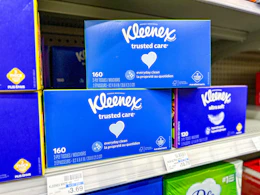 kleenex tissues on a shelf