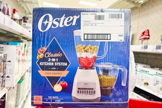 oster kitchen system on top of a target cart