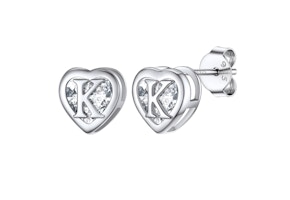 Heart Initial Stud Earrings
