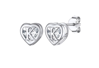 Heart Initial Stud Earrings