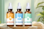 three bottles of face serum 