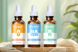 three bottles of face serum