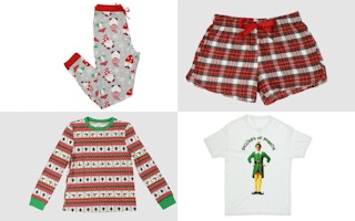 collage of christmas jammies from five below