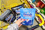 finish dishwasher tabs in yellow shopping cart