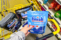 finish dishwasher tabs in yellow shopping cart