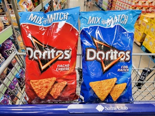 nacho cheese and cool ranch doritos in a cart