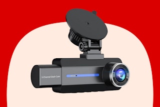 dash cam on red and cream background