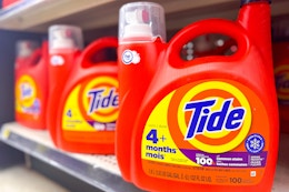 large bottle of tide on store shelf