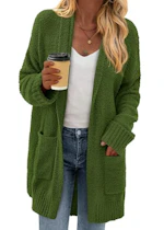 KIRUNDO Women's Fuzzy Knit Cardigan