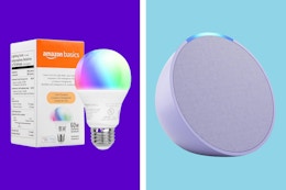 Echo Pop and Amazon Basics Smart Bulb, Only $17.99 at Amazon card image