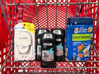 febreze axe and gerber in a target cart