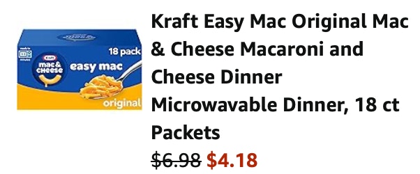 Easy mac Amazon receipt