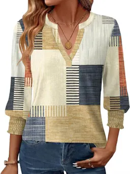 Women's 3/4 Sleeve V-Neck Blouse