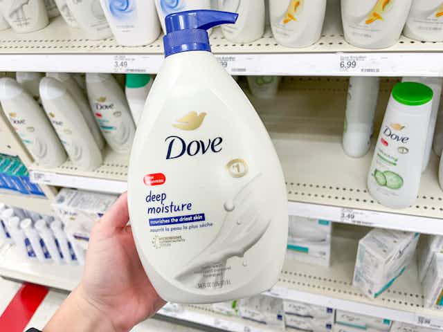 Dove Pump Body Wash, Just $5 per Bottle on Amazon card image