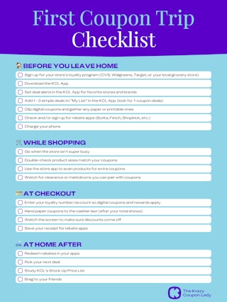 First Coupon Trip Checklist