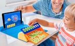 a kid playing with a sight word toy kit