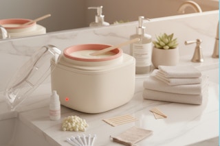 waxing kit on a bathroom sink