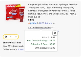 Colgate Amazon receipt