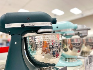 a matte forest green Kitchen Aid Stand Mixer x Magnolia
