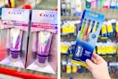 collage image of crest toothpaste and oral b toothbrushes