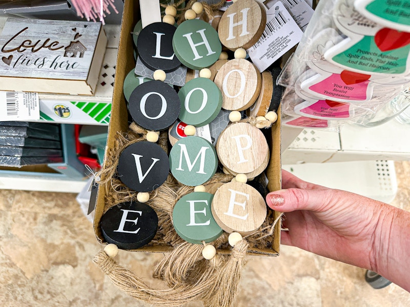 dollar tree love, home, hope beaded hanging sign