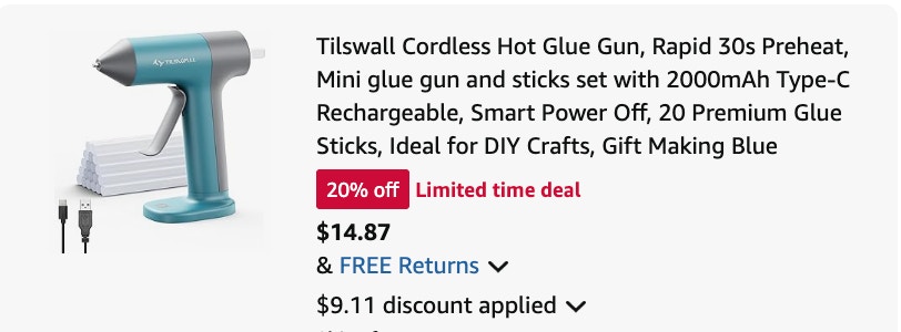 glue gun Amazon receipt