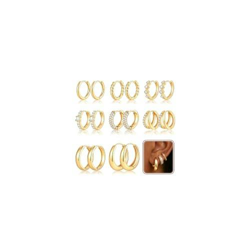Gold Hoop Earrings Set