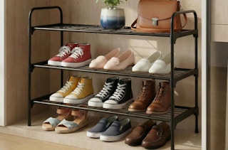 shoes on a shoe rack