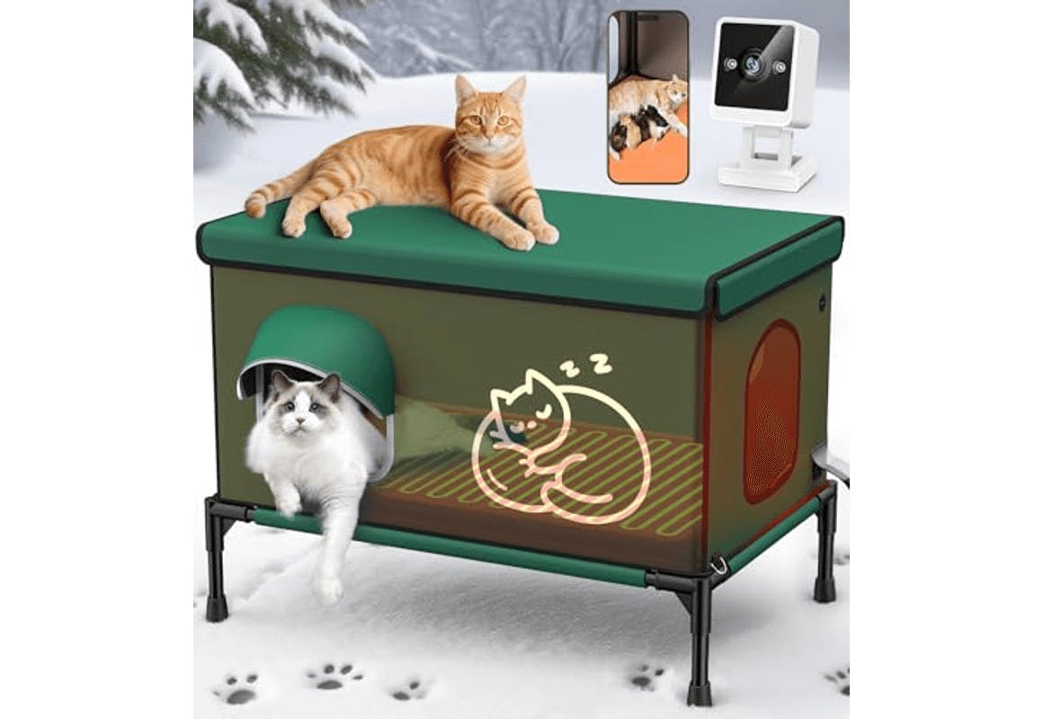 Heated Outdoor Cat House With Camera
